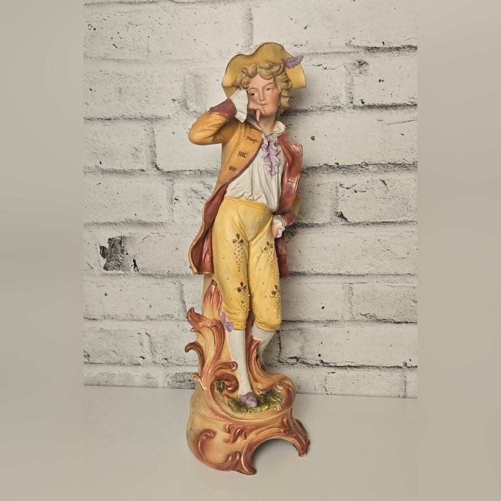 Vintage Porcelain Figurine 20" Man in Hat Hand Painted Numbered Statue